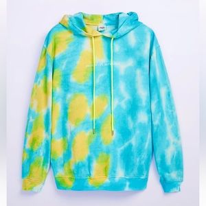 Zara tie dye sweatshirt turquoise yellow, designer Streetwear
